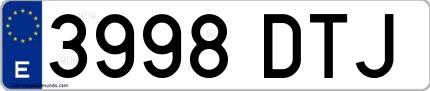 Ejemplo de matrícula española 3998 DTJ
