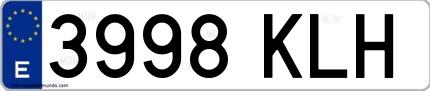 Ejemplo de matrícula española 3998 KLH