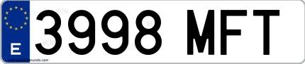 Ejemplo de matrícula española 3998 MFT