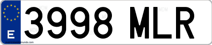 Ejemplo de matrícula de coche ordinaria 3998 MLR