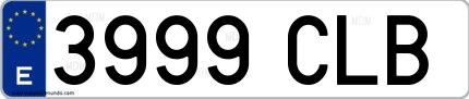 Ejemplo de matrícula española 3999 CLB
