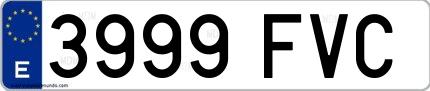 Ejemplo de matrícula española 3999 FVC