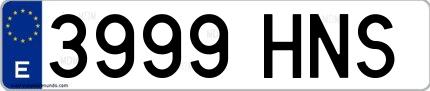 Ejemplo de matrícula española 3999 HNS