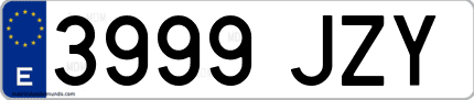 Ejemplo de matrícula de coche ordinaria 3999 JZY