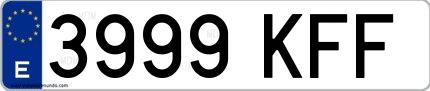 Ejemplo de matrícula española 3999 KFF
