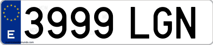 Ejemplo de matrícula de coche ordinaria 3999 LGN