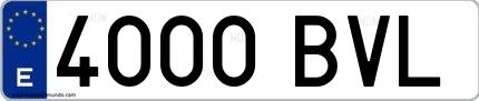 Ejemplo de matrícula española 4000 BVL