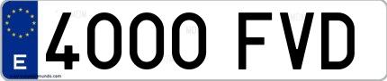 Ejemplo de matrícula española 4000 FVD