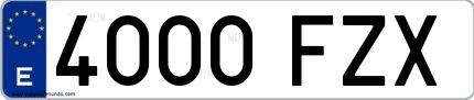 Ejemplo de matrícula española 4000 FZX