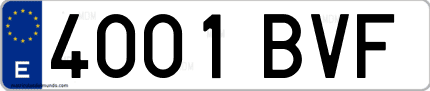 Ejemplo de matrícula de coche ordinaria 4001 BVF
