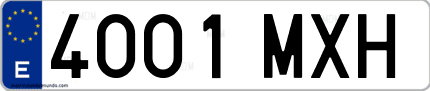 Ejemplo de matrícula de coche ordinaria 4001 MXH