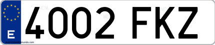 Ejemplo de matrícula de coche ordinaria 4002 FKZ