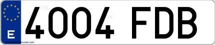 Ejemplo de matrícula española 4004 FDB