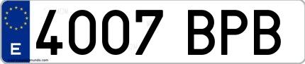 Ejemplo de matrícula española 4007 BPB