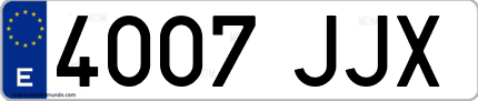 Ejemplo de matrícula de coche ordinaria 4007 JJX