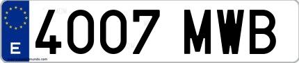 Ejemplo de matrícula española 4007 MWB