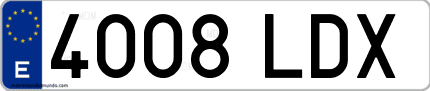 Ejemplo de matrícula de coche ordinaria 4008 LDX