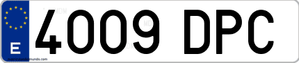 Ejemplo de matrícula de coche ordinaria 4009 DPC