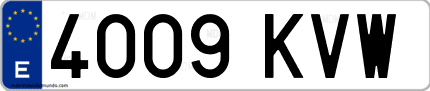 Ejemplo de matrícula de coche ordinaria 4009 KVW