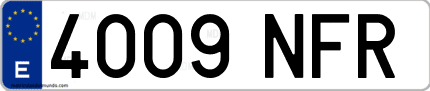 Ejemplo de matrícula de coche ordinaria 4009 NFR