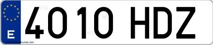 Ejemplo de matrícula española 4010 HDZ