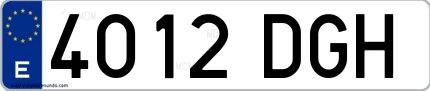 Ejemplo de matrícula española 4012 DGH