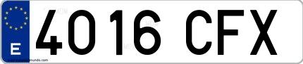 Ejemplo de matrícula española 4016 CFX