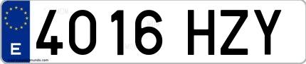 Ejemplo de matrícula española 4016 HZY