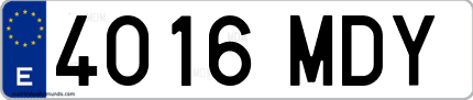 Ejemplo de matrícula de coche ordinaria 4016 MDY