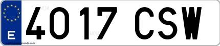 Ejemplo de matrícula española 4017 CSW