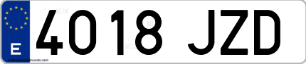 Ejemplo de matrícula de coche ordinaria 4018 JZD