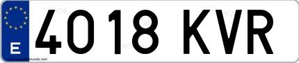 Ejemplo de matrícula española 4018 KVR