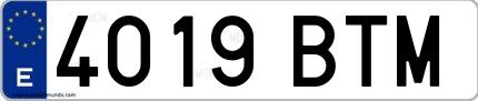 Ejemplo de matrícula española 4019 BTM