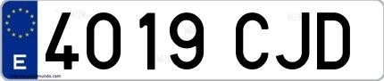 Ejemplo de matrícula española 4019 CJD