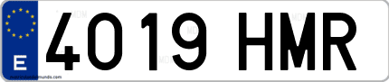 Ejemplo de matrícula de coche ordinaria 4019 HMR
