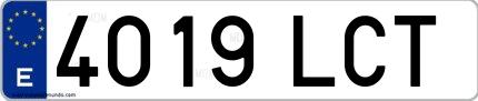 Ejemplo de matrícula española 4019 LCT