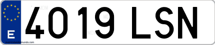 Ejemplo de matrícula de coche ordinaria 4019 LSN