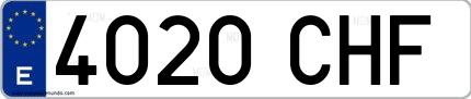Ejemplo de matrícula española 4020 CHF