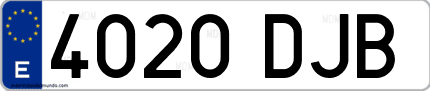 Ejemplo de matrícula de coche ordinaria 4020 DJB
