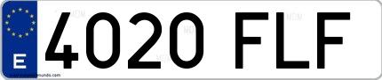 Ejemplo de matrícula española 4020 FLF