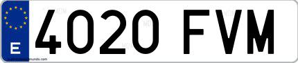 Ejemplo de matrícula española 4020 FVM