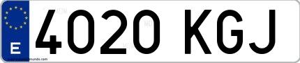 Ejemplo de matrícula española 4020 KGJ