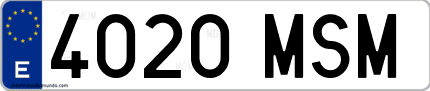 Ejemplo de matrícula de coche ordinaria 4020 MSM