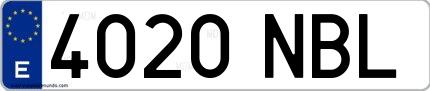 Ejemplo de matrícula española 4020 NBL