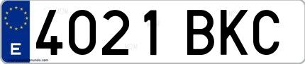 Ejemplo de matrícula española 4021 BKC