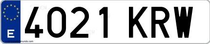 Ejemplo de matrícula española 4021 KRW