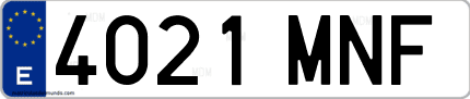 Ejemplo de matrícula de coche ordinaria 4021 MNF