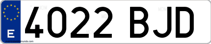Ejemplo de matrícula de coche ordinaria 4022 BJD