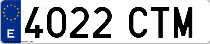 Ejemplo de matrícula de coche ordinaria 4022 CTM