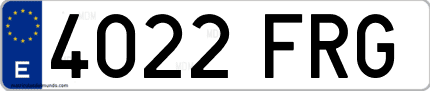 Ejemplo de matrícula de coche ordinaria 4022 FRG